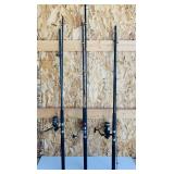 3 Fishing Poles w/ Open Face Reels