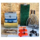 3 Tackle Boxes, 2 Nets, Ryobi Reel, etc 3 Tackle Boxes, 2 Nets, Ryobi Reel, etc