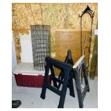 Shepard Hooks, 3 Saw Horses, Rubbermaid Tote, Shepard Hooks, 3 Saw Horses, Rubbermaid Tote,