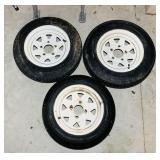 3 Trailer Tires/ Wheels, 2 Match 5.30-12, one is 3 Trailer Tires/ Wheels, 2 Match 5.30-12, one is