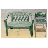 2 Person Plastic Bench and Cosco Metal Stool 2 Person Plastic Bench and Cosco Metal Stool