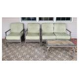 4 Piece Metal Outdoor Furniture with Cushions