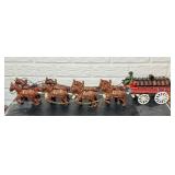 Cast Iron Horse and Barrel Hauler Wagon, some