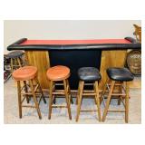Vintage Bar with 4 Bar Stools, 76ï¿½ x 20ï¿½