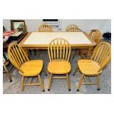 Wood with Ceramic Table with 6 Chairs, 38" x 64ï¿½