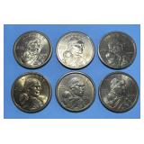 (6) 2000P, 200P, Sacagawea U.S. dollar coins