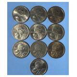 (10) 2000D, 2001D Sacagawea U.S. dollar coins