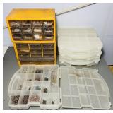2 Bins Full of electronic Supplies, 4 Plastic