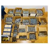 23 Boxes of Nuts, Bolts, Screws, Brass pipe T's,