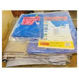 Large Gray Heavy Tarp, 6ft x 20ft blue, 2 small