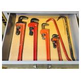 4 pipe Wrenches, 3 are Rigid, 18', 18', 14', 10'