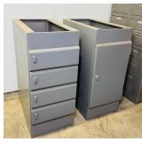 2 Equipto Metal Cabinets, 4 Drawer and 1 Door,
