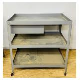 Metal Cart on Wheels, plus Drawer, 36'x24'x37' h