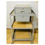 Lyon Metal Cart with Wheels and Drawer, plus
