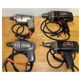 4 Electric Drills, 2 Craftsman 3/8, 2 Montgomery