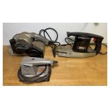 3 Electric Tools, 2 Sanders, 1 Reciprocating Saw,