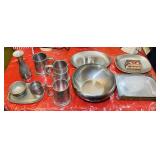 Pewter Plates, Bowls, Mugs, etc