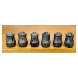 6 STERLING Shakers, all marked, 1.5' tall