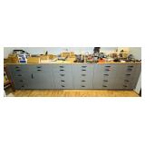 Metal Cabinets, 3 Pieces with Top, 27 Drawers