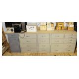 Metal Cabinets with top, 4 Pieces, 17 Drawers