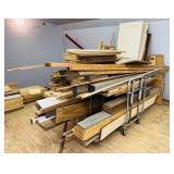 Large Pile of Lumber, 3 Carts with Wheels