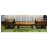 Matching Oak Coffee Table and 2 End Tables, good