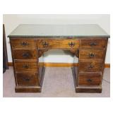 Oak Desk, has glass on top, 42' x 20' d x 30' h,