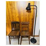 2 Antique Chairs and a Reading Lamp