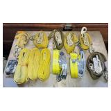 2 New 2.5' Straps, plus 7 Others, 3 Tow Straps