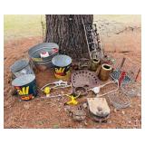 Antiques from shed, Old Cans, Metal Pails,