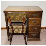 Oak Sewing Table with Chair, no sewing Machine,