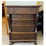 Antique Tiger Oak Highboy Dresser,