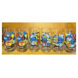 (6) 1983 Smurf Glasses, All in Excellent Cond