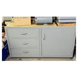 Metal Cabinet, 3 Drawers. 1 Door