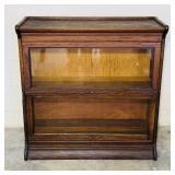 2 Piece Antique Oak Cabinet, 2 Glass Doors,