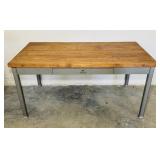 Shaw Walker Metal Table with Butcher Block type