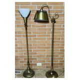 2 Vintage Reading Lamps, 56' h, Glass Shade lamp