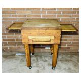Butcher Block with Drawer and 2 Side Slide Out