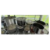 7 Pans, Stainless Steel and Aluminum, 4 Lids