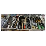 3 Stainless Pans full of Restaurant Utensils
