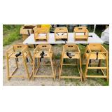 4 Restaurant Wooden High Chairs, 3 Booster Seats