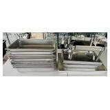 Stainless Steel Pans, Trays, 2 Stands, (12)