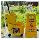 6gal Commercial Mop Bucket and Wet Floor Sign
