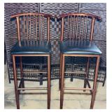 2 Padded Bar Stools with Backs, Copper Color