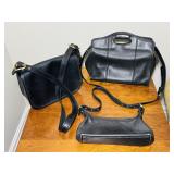 3 Coach Black Leather Hand Bags/ Purses, most