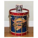 Patriotic Army Drum Table, Leather Top