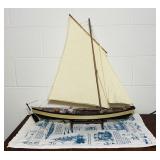 Wooden Sailboat, 24ï¿½ x 26ï¿½ h, Whaling Linen