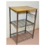 Metal Rack with Wood Top, 21ï¿½x15ï¿½x32ï¿½h
