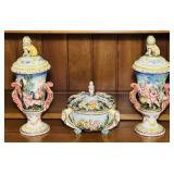 3 Pieces of Pottery, made in Italy, Vases are 13ï¿½h
