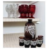6 Moon and Star Ruby Red Glasses
